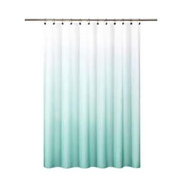Aqua White Gradient Waffle Weave Shower Curtain Water Resistant Ombre Print Bathroom Spa Hotel Decorative Fabric Shower Curtain Liner with 12 Grommets(Cream White/Aqua, 70"x72")