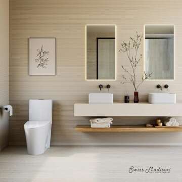 Swiss Madison SM-1T254 St. Tropez Toilet - Dual Tornado Flush, Soothing Soft-Close Seat, Luxurious C...