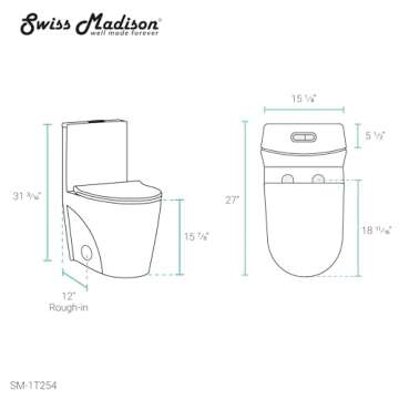 Swiss Madison St. Tropez One Piece Toilet - Dual Flush, Modern Design