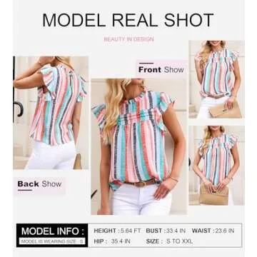 SHEWIN Women's Summer Casual Ruffle Tank Top