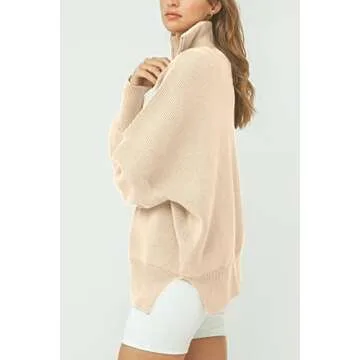 Imily Bela Women's Oversized Tunic Zip Pullover Sweater