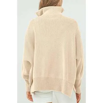 Imily Bela Women's Oversized Tunic Zip Pullover Sweater