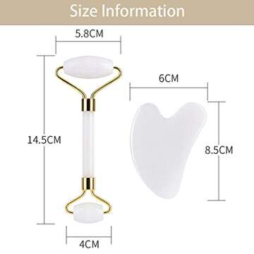 HOTACE Jade Roller Gua Sha Set Natural Jade Stone Roller for Face Beauty Facial Roller Massager Tools Face Slimming Lift Anti Wrinkle Skin Care Tools-White Jade