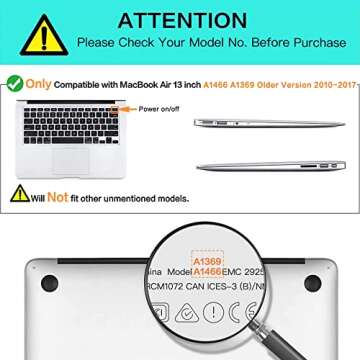 MOSISO Compatible with MacBook Air 13 inch Case (Models: A1466 & A1369, Older Version 2010-2017 Rele...