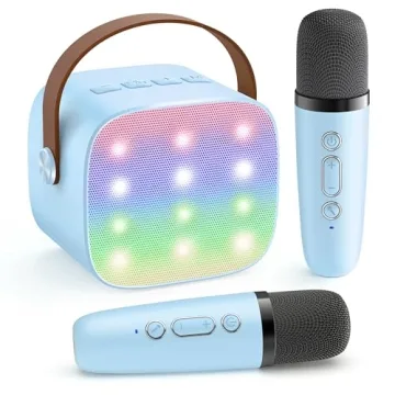 YLL Mini Karaoke Machine for Kids, Portable Bluetooth Speaker with 2 Wireless Microphones, Christmas...