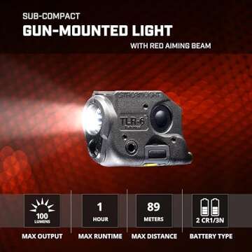 Streamlight 69288 TLR-6 100-Lumen Tactical Weapon Light with Integrated Red Aiming Laser Designed Exclusively and Solely for Micro Compact Taurus GX4, Black