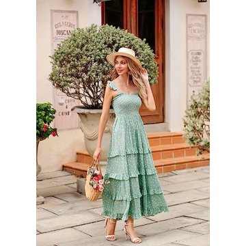 R.Vivimos Women's Summer Midi Dress with Ruffled Hem