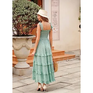 R.Vivimos Women's Summer Midi Dress with Ruffled Hem