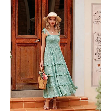 R.Vivimos Women's Summer Midi Dress with Ruffled Hem