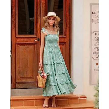 R.Vivimos Women's Summer Midi Dress with Ruffled Hem