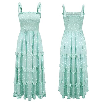 R.Vivimos Women's Summer Midi Dress with Ruffled Hem