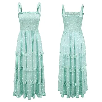 R.Vivimos Women's Summer Midi Dress with Ruffled Hem