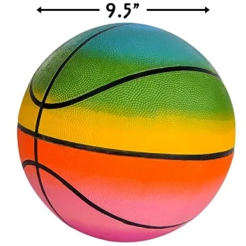 Rhode Island Novelty 9.5 Inch Rainbow Basketball for Kids