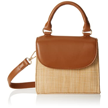 The Drop Women's Diana Top Handle Crossbody Bag - Chic Cognac Straw Design