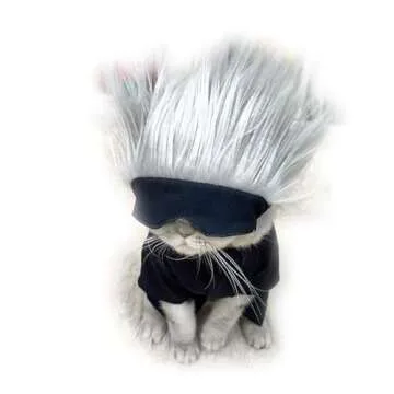 JinYu Pet Costume for Cat Cosplay Dog CostumeSunglasses Cat Headgear Halloween (Sunglasses + Wig Headgear, one Size)