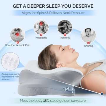 Cervical Pillow for Neck Pain Relief - Cooling Ergonomic Dual-Sided Orthopedic Neck Pillow with Ice ...