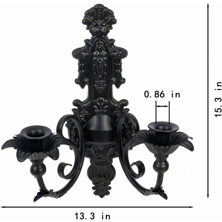 Black Metal Candle Sconces - Rustic Home Decor Set