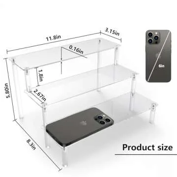 Acrylic Riser,Clear Display Risers Stand Perfume Organizer Cologne Acrylic Shelves 3 Tiered Cupcake Shelf for Amiibo Funko POP Figures Food Desserts Holder Collection Cosmetic Vendor Product