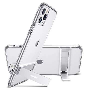 ESR Metal Kickstand Case for iPhone 11 Pro, [Vertical and Horizontal Stand] [Reinforced Drop Protection] Flexible TPU Soft Back for iPhone 5.8" (2019), Clear
