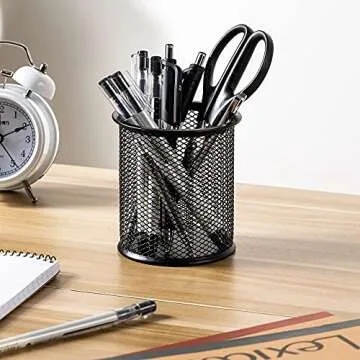 Amazon Basics Wire Mesh Pen Cup in Black for Organization