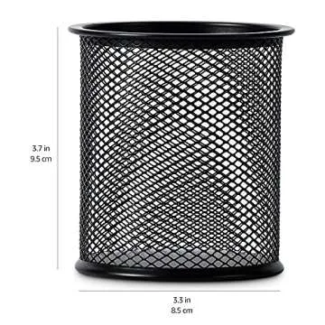 Amazon Basics Wire Mesh Pen Cup in Black for Organization
