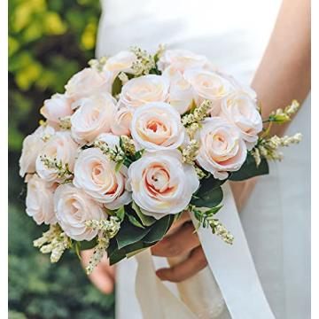 Floinla Wedding Bouquets: Champagne Elegance for Brides & Bridesmaids