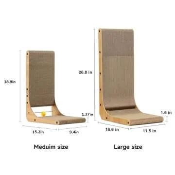 FUKUMARU Cat Scratcher, 18.9 Inch L Shape Cat Scratch Pad, Vertical Cat Scratcher Wall Mounted, Cat Scratching Cardboard with Ball Toy for Indoor Cats