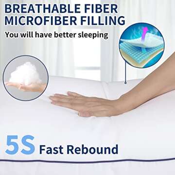 KJJDOO Hotel Quality Cooling Queen Size Bed Pillows Set of 4 - Soft, Firm, and Supportive Down Alter...