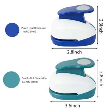 QIQQIKIN 2PCS Circle Cutter (1.5 inch+1 inch), Whole Hole Punch Shapes,Large Circular,Craft Punches for Paper Crafts Round Paper ，Journaling Handmade Cards,Gift Tags, Invitations,Scrapbook Supplies