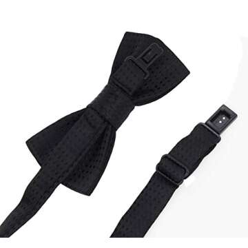 Heypet Puppy/Kitten Bow Tie Collar, Adjustable Pet Bowtie for Small Cat Medium Dog for Birthday/Christmas Party D-T-3 (Black with Black Dots)