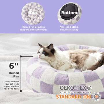 Lesure Cat Beds for Indoor Cats - Round Cat Bed Donut Small Dog Bed Calming Pet Beds, Cute Modern Be...