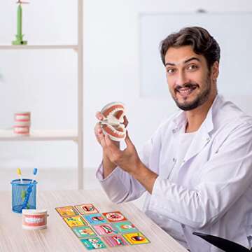 Skylety 2 Set Dentist Kit for Kids Dentist Play Set Dental Teeth Model with Toothbrush Child Dental Educational Card Standard Size Fake Brace Demonstration Teaching for Children Student(Simple Style)