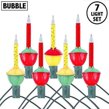 Novelty Lights 7 Light Christmas Bubble Light Set - Indoor & Outdoor Use, Vibrant Colorful Decoratio...