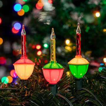 Vintage Christmas Bubble Light Set for Holidays and Decor