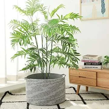 KAKAMAY 20" Cotton Rope Storage Basket for Blankets