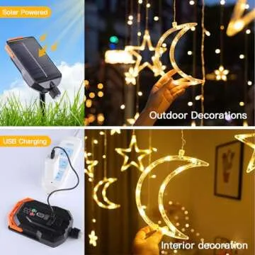 Techip Solar String Lights with USB and Remote Control