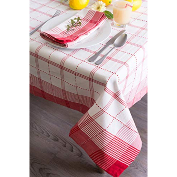 DII Country Plaid Tablecloth for 10-12 People - Easy Care