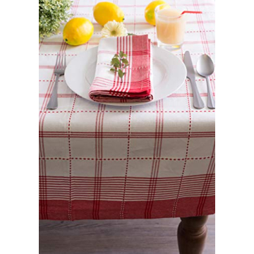 DII Country Plaid Tablecloth for 10-12 People - Easy Care