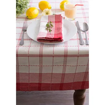 DII Country Plaid Tablecloth for 10-12 People - Easy Care