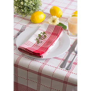 DII Country Plaid Tablecloth for 10-12 People - Easy Care