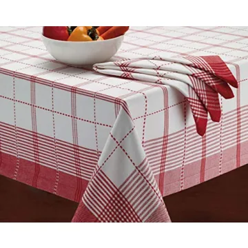 DII Country Plaid Tablecloth for 10-12 People - Easy Care