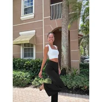 OQQ Women Wide Leg Pants High Waist Casual Pants Fall Clothes Outfits Black