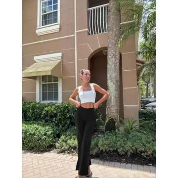 OQQ Women Wide Leg Pants High Waist Casual Pants Fall Clothes Outfits Black