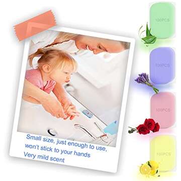 fancyou 400PCS Portable Paper Soap Sheets Refill(No Soap Box),Foaming Hand Soap for Travel,Mini Disposable Hand Washing Skin Friendly for Outdoor,Camping Hiking(Refill pack)