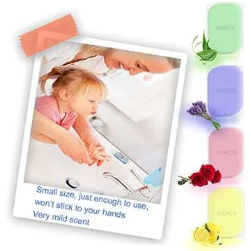 fancyou 400PCS Portable Paper Soap Sheets Refill(No Soap Box),Foaming Hand Soap for Travel,Mini Disposable Hand Washing Skin Friendly for Outdoor,Camping Hiking(Refill pack)