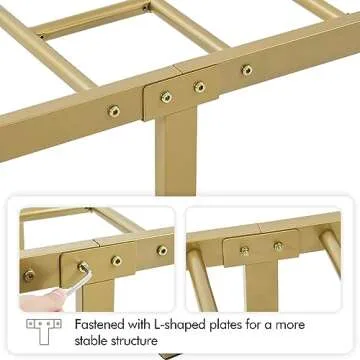 Yaheetech Classic Metal Platform Bed Frame Mattress Foundation with Victorian Style Iron-Art Headboard/Footboard/Under Bed Storage/No Box Spring Needed/Twin Size Antique Gold