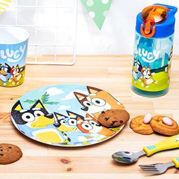 Zak Designs Bluey Kids Dinnerware Set Includes Plate, Bowl, Tumbler, Water Bottle, and Utensil Table...