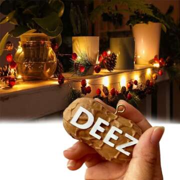 Deez Nuts Ornament, Christmas Tree Hanging Ornaments,Unique Peanut Hanging Decoration, Funny Novelty Nut Christmas Tree Ornaments,Christmas Party