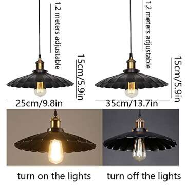 YGZPALH American Style Pendant Light Vintage Industrial Lamp Shade Black Or White Aluminum Ceiling Chandeliers E27 Base - Hanging Lamp Creative Lighting Fixtures for Kitchen Island Dining Room Hallway