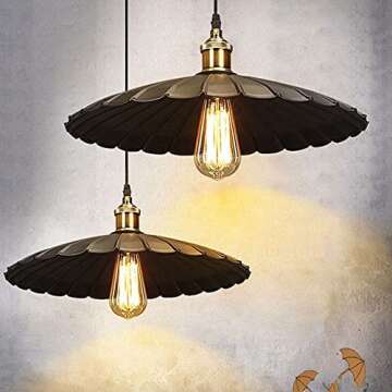 YGZPALH American Style Pendant Light Vintage Industrial Lamp Shade Black Or White Aluminum Ceiling Chandeliers E27 Base - Hanging Lamp Creative Lighting Fixtures for Kitchen Island Dining Room Hallway